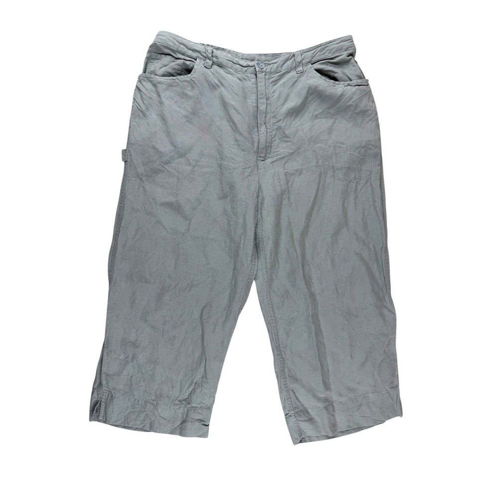 Chico's Design 2 Coastal Carpenter Cropped Pants Linen Blend Sage Green
